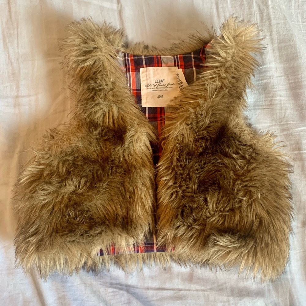 H&M L.O.G.G. Faux Fur Toddler Vest Size: 3-4Y